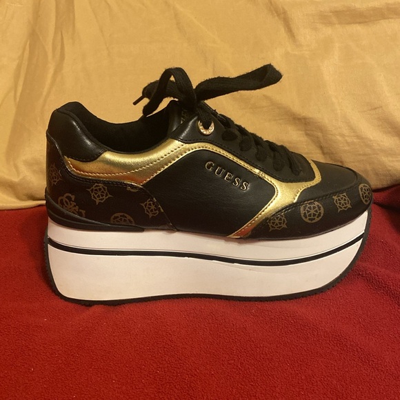 Guess Black and Gold Platform Sneakers - Picture 7 of 13